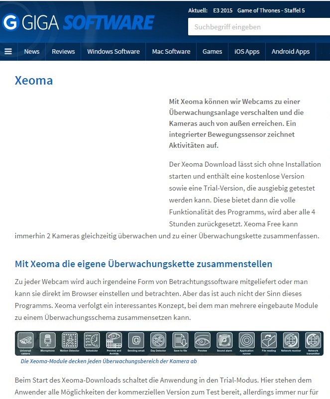 How to connect webcams to Xeoma (German language)