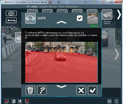 Specify the detection area in the ANPR module