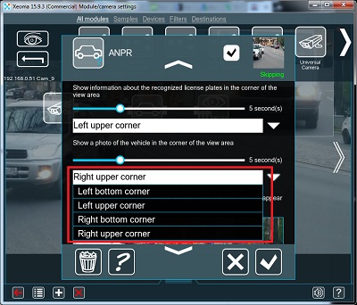 Choose where to show the information about and picture of the car license plate