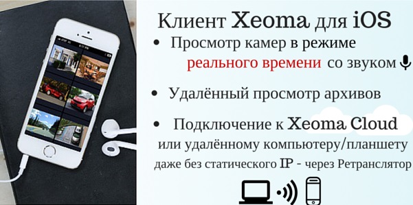 Приложение Xeoma для iPhone и iPad для удаленного доступа к системе видеонаблюдения позволяет просматривать камеры и архивы