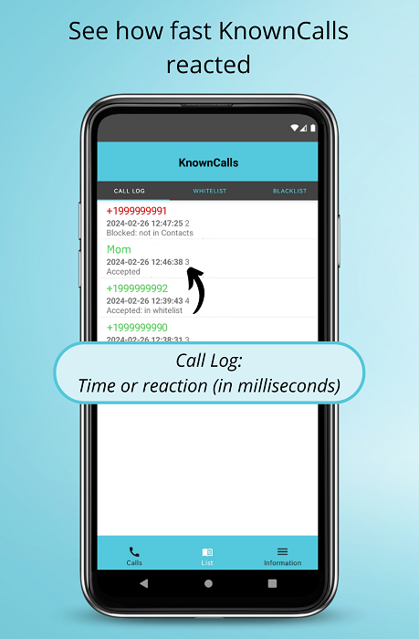New options in the latest version of KnownCalls: time of reaction