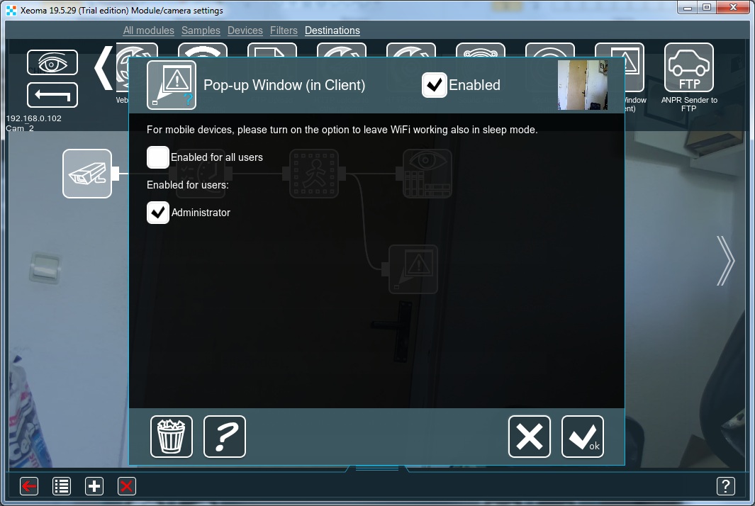 Expand the client window at an alarm event using the Popup Window module Expand the client window at an alarm event using the Popup Window module