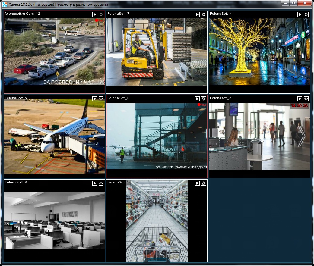 Режим Pro программы для видеомониторинга Xeoma имеет интеллектуальные модули