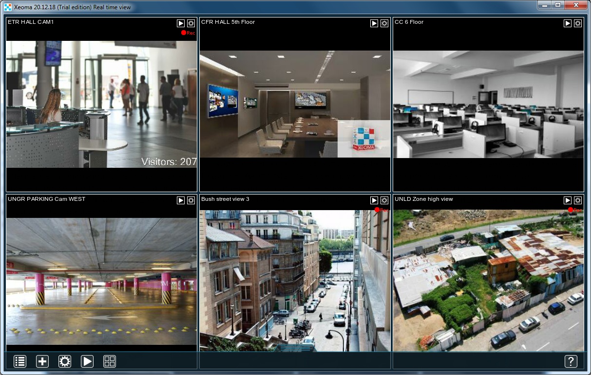 Xeoma CCTV solution, Trial edition interface