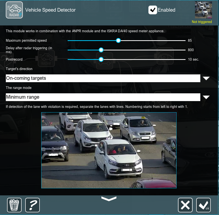Vehicle speed detector settings