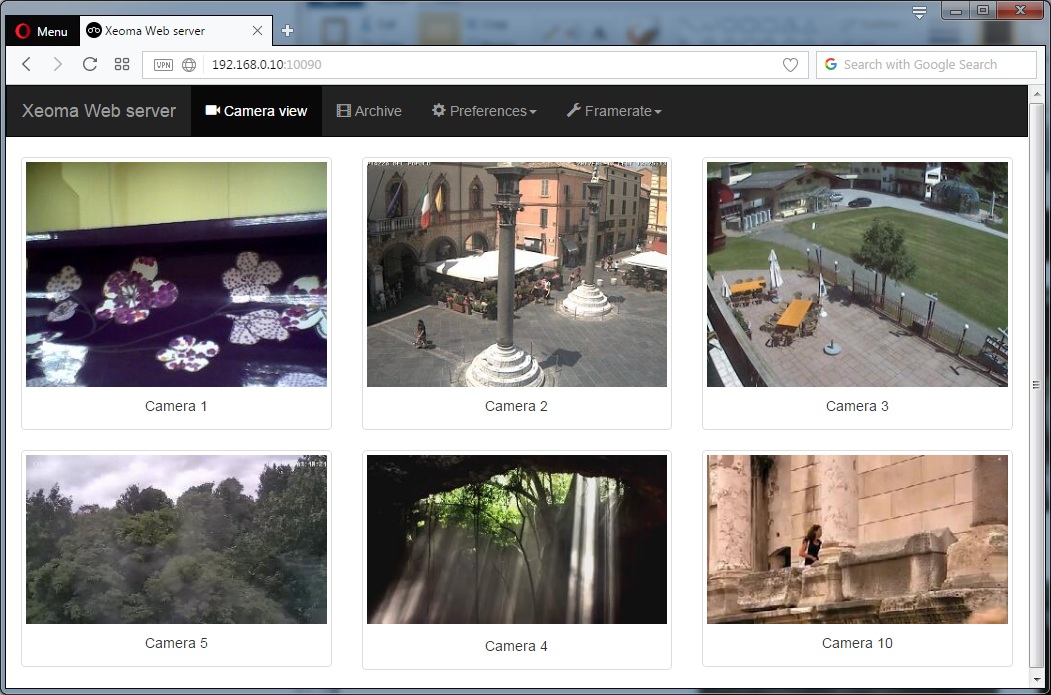 With Xeoma web camera software you can view all your cameras in one place