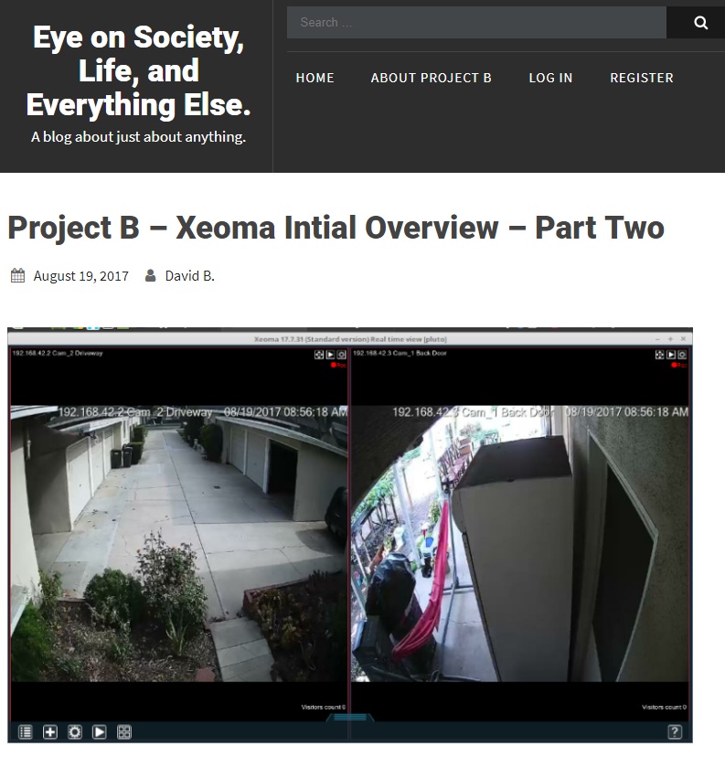 Project B – Xeoma Intial Overview – Part Two