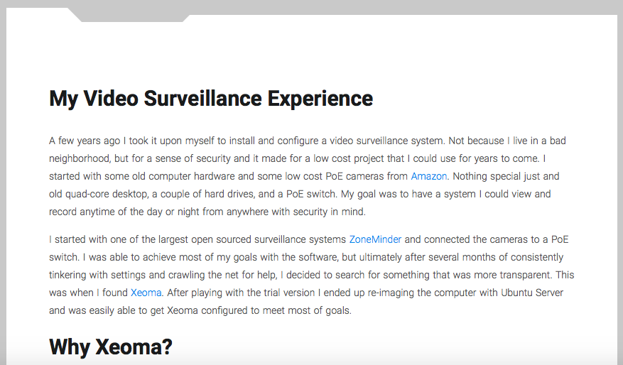 My Video Surveillance Experience