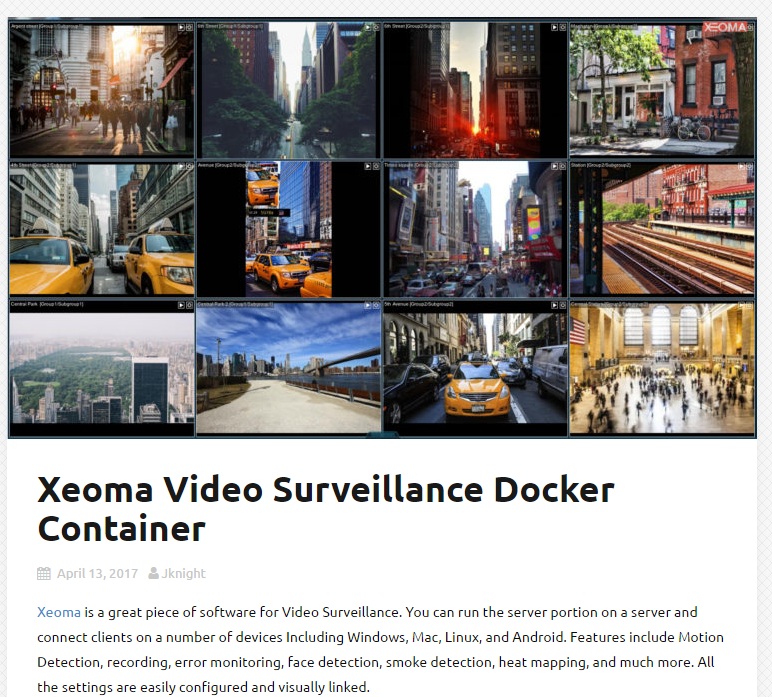 Xeoma Video Surveillance Docker Container.