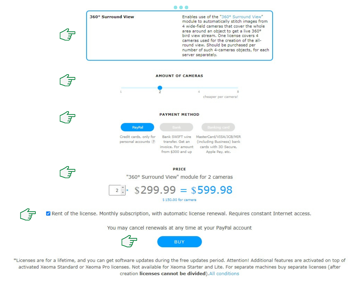 Click the Buy button to purchase powerful artificial intelligence features for the best video analytics software Xeoma Purchase easy-to-use and affordable video surveillance software of the new generation