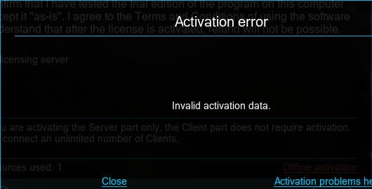Invalid activation data in Xeoma NVR software